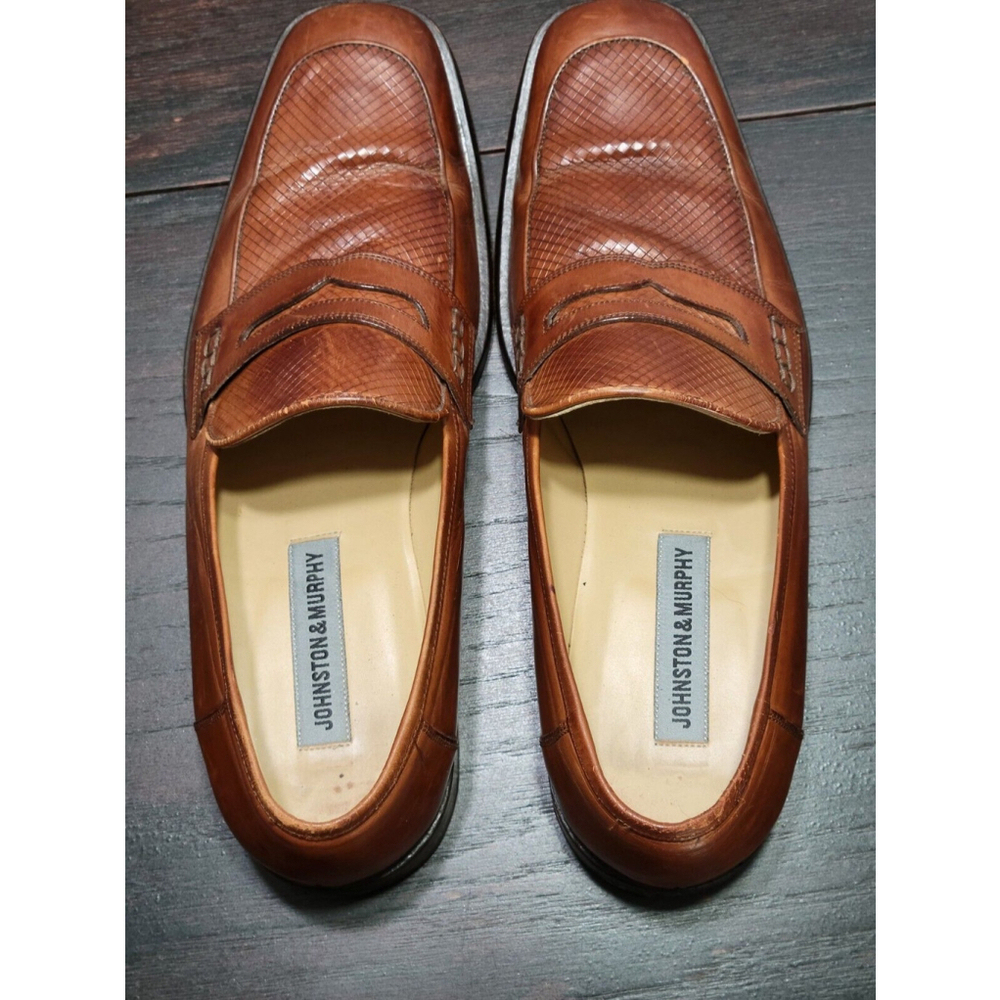 Johnston And Murphy Made In Italy Mens Leather Penny Loafer Size 10 Chestnut